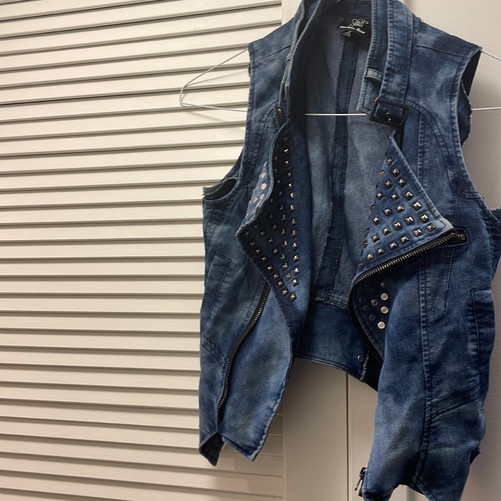 Jean embellished vest